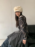 Sisson Check Scarf Off-Shoulder Long Sleeve Tee