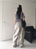 Seby Stripe Diagonal Off-Shoulder T-Shirt