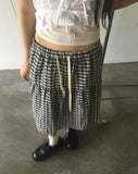 Kiro Check Tiered Banding Midi Skirt