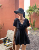 Cloche Ruffle Wrap Monokini Black