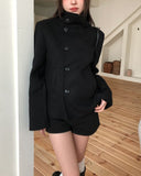 Bitter Unbalanced High Neck Slim Half Coat