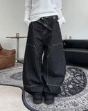 Defen Carpenter Wide Denim Pants