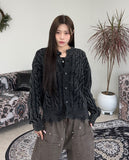 Lahen Cable Dyeing Damage Cardigan