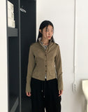 Femo vintage high neck collar button cotton jacket