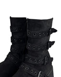 Buckle Platform Sole Suede Boots
