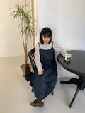 Coinzy Denim Shirring Sleeveless Long One Piece