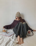 look side folding washing denim pants