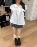 Ain Ribbon Short Sleeve Blouse