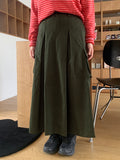 Woosen Cotton Pleated Cargo Long Skirt