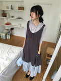 Mihi Seersucker Check Tiered Long Skirt
