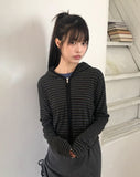 Roban Slim Stripe Two-Way Hooded Zip-Up