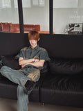 Summer Cool Oil Washed Flare Denim Pants