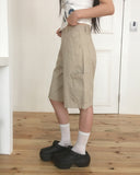 Tsuki Adjust Cargo Pocket Cotton Bermuda Pants