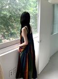Horner Hippie Bohemian Striped Sleeveless Long One Piece