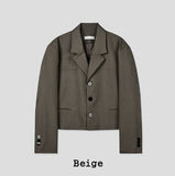Ellier Three-Button Cropped Blazer