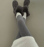 Dia Embroidered Hole Point Thick Span Winter Cotton Stockings