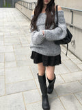 [Scrunchie Set] Nora Off-Shoulder Loose Knit