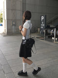 Mindum Fake Layered Shirring Bustier Puff Shirt