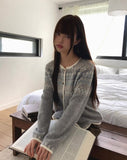 Sone Nordic Round Neck Long Sleeve Knit Cardigan
