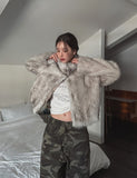 Kecia High Neck Crop Fur Jacket