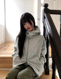 [Brushed Lining] Lao Fleece Two-Way Crop Adjust Hood Zip-Up