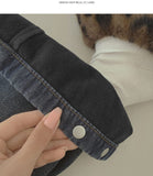 Brushed Hem Snap Jogger Wide Denim Pants