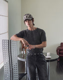 Washed Rib Muscle Fit Short Sleeve Knit