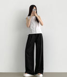 Waist Adjust Rustling Span Best Wide Two-Pin Tuck Slacks Pants