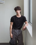 Cross Stud Ribbed Short Sleeve T-shirt