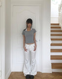 Weben Eyelet Halter Short Sleeve T-shirt