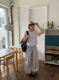 Milbo Stripe Banding Wide Pants