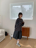 [unisex] Horiring Punching Stripe Over Cardigan