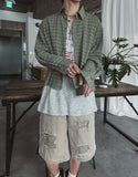 Crudy wrinkle check shirt