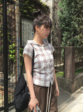 Fran Check Hood Short Sleeve Blouse
