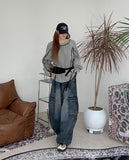 Dianne Curved Cargo Denim Pants