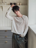 [PLAN MADE] Loop Lace-up Boat Neck Knit