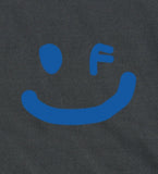 Small Drawing Smile Pigment Short Sleeve T-shirt Blue Logo
