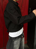 Snap Wide Black Washed Denim