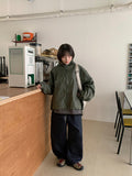 [unisex] Konite glossy string over hood wind jacket