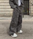 East Belted Denim Jacket Pants Set