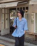 Levi overfit striped half shirt