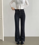 Raw Span Back Pocket Point Semi Bootcut Denim Pants