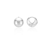 Champagne Full Moon Silver (W) Point One-Touch Earrings XS