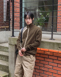 Tugen Suede Color Matching Stand Neck Zip-up