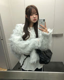 Puppy Hairy Wool Knit Cardigan