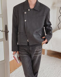 Rugen diagonal button crop blazer
