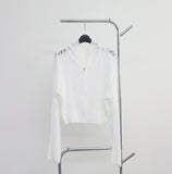 Bonhe See-Through Knit Hooded Zip-Up