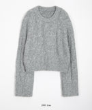 Puden Hairy Wool Cable Crop Knit