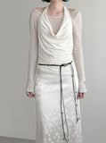 Cowl Neck Draped Layered Halter Top