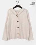 Hinmo Cable Duffle Button Hood Knit Cardigan